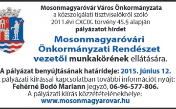 Mosonmagyaróvár Város Önkormányzata pályázatot hirdet