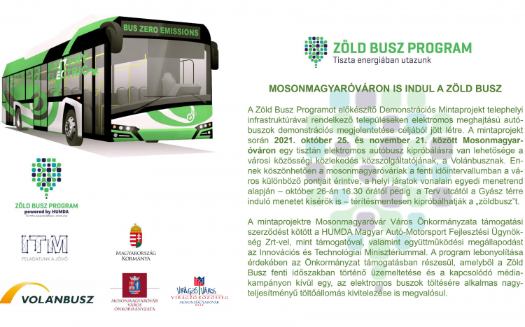 Mosonmagyaróváron is indul a Zöld Busz Program